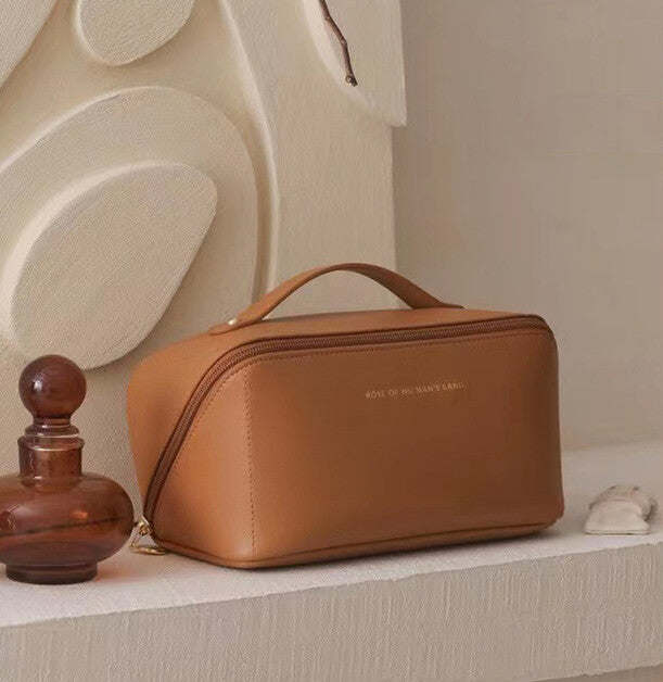 Large Cosmetic Makeup Bag, Multi function Travel Bag, Leather Cosmetic Bag