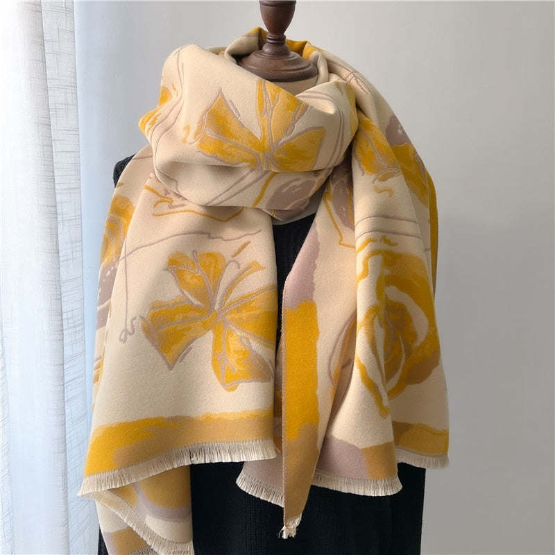 Fashion Winter Warm Cashmere Shawl Scarf for Women Design Neckerchief Pashmina Head Scarves Wrap Femal Poncho Echarpe Bandana