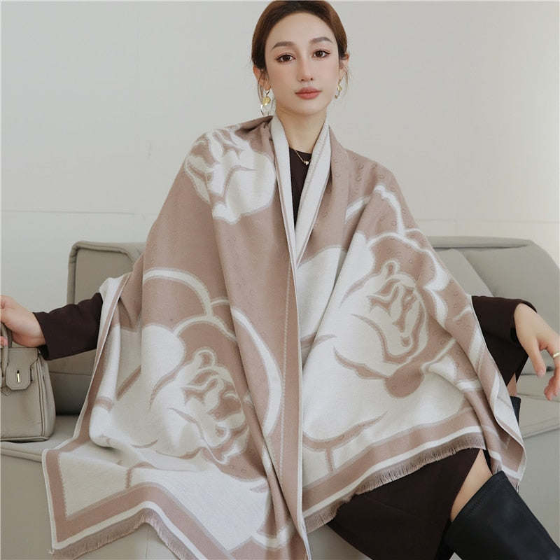 Fashion Winter Warm Cashmere Shawl Scarf for Women Design Neckerchief Pashmina Head Scarves Wrap Femal Poncho Echarpe Bandana