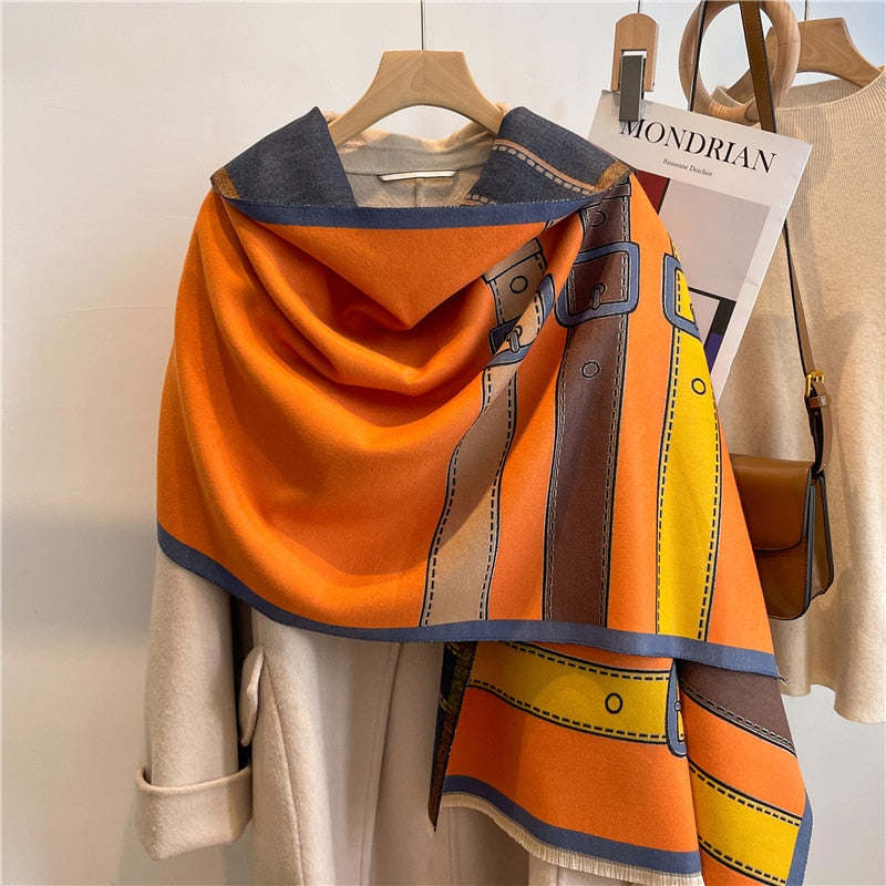 Fashion Winter Warm Cashmere Shawl Scarf for Women Design Neckerchief Pashmina Head Scarves Wrap Femal Poncho Echarpe Bandana