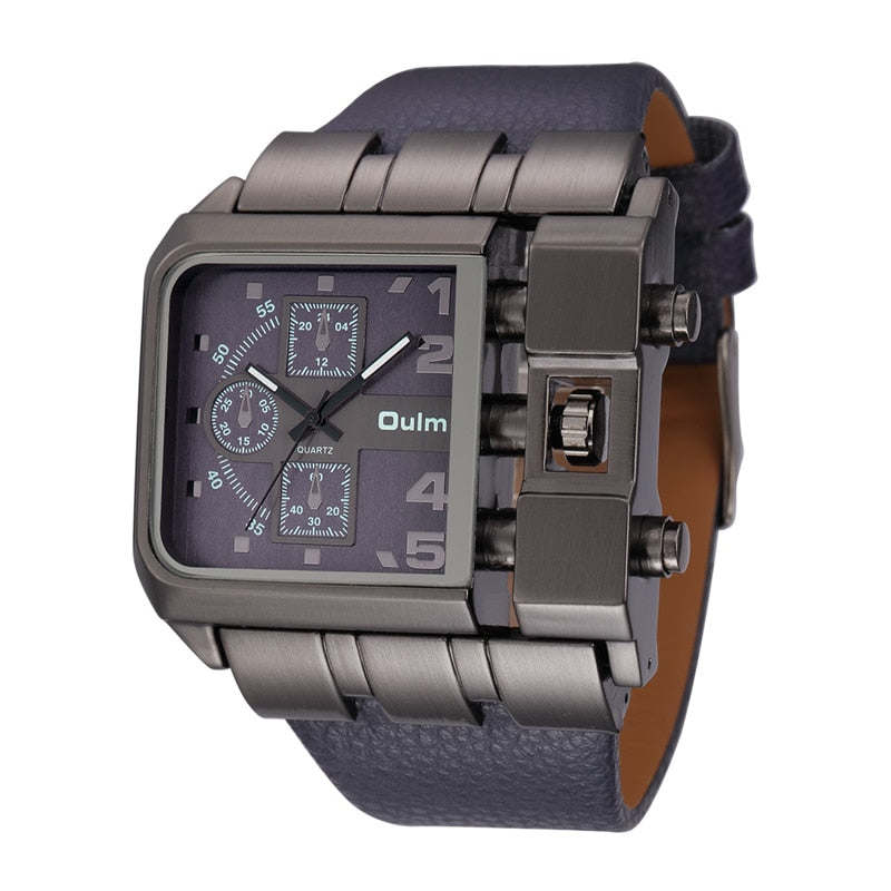 Oulm 3364 Casual Wristwatch Square Dial Wide Strap Men Quartz Watch Luxury Brand Male Clock Super Big Men Watches montre homme