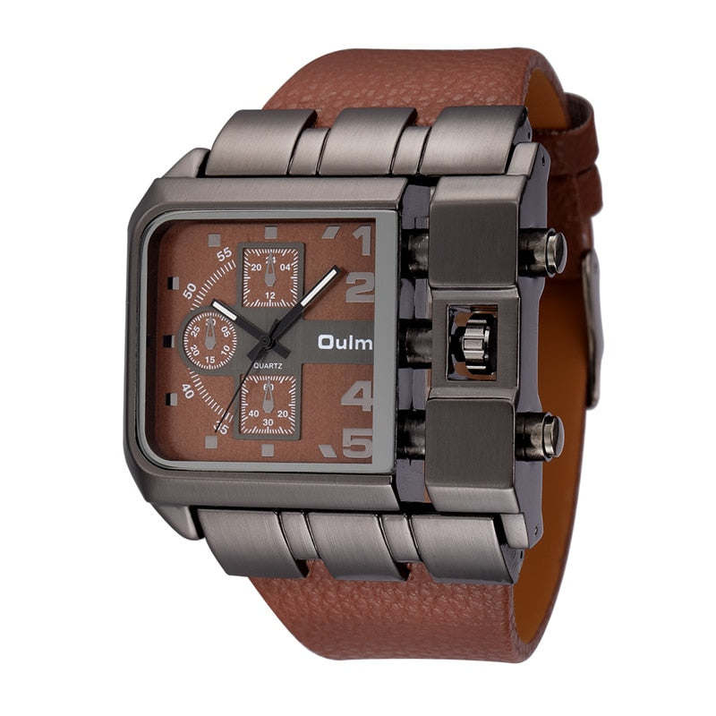 Oulm 3364 Casual Wristwatch Square Dial Wide Strap Men Quartz Watch Luxury Brand Male Clock Super Big Men Watches montre homme