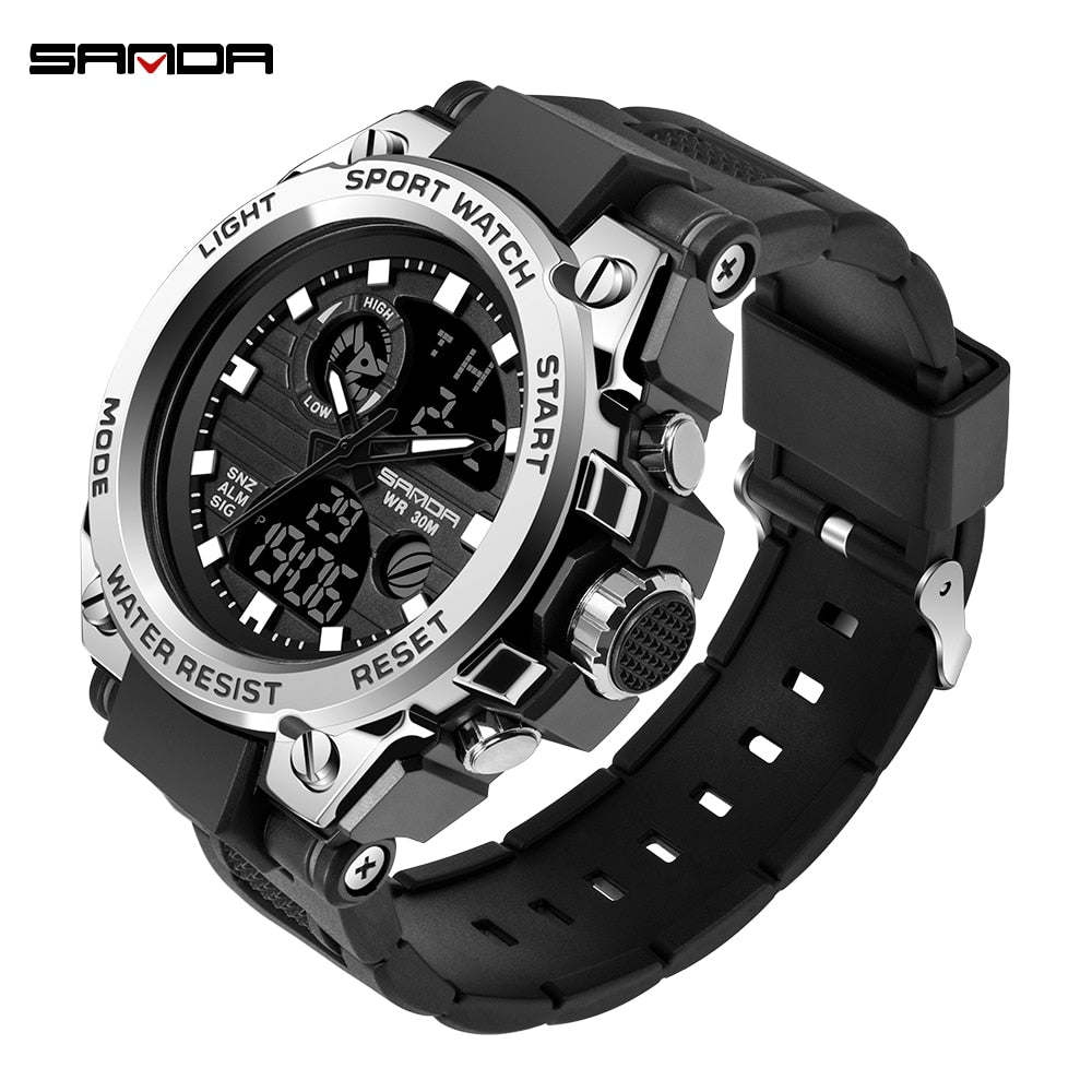 SANDA Sports Men Watches Luxury Military Quartz Electronic Watches Waterproof Digital Wristwatch