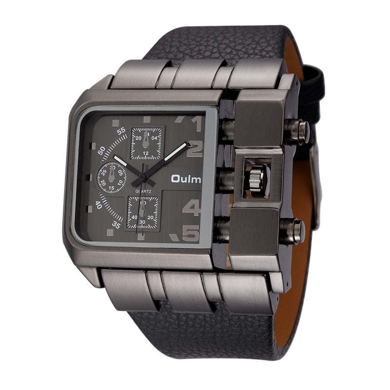 Oulm 3364 Casual Wristwatch Square Dial Wide Strap Men Quartz Watch Luxury Brand Male Clock Super Big Men Watches montre homme