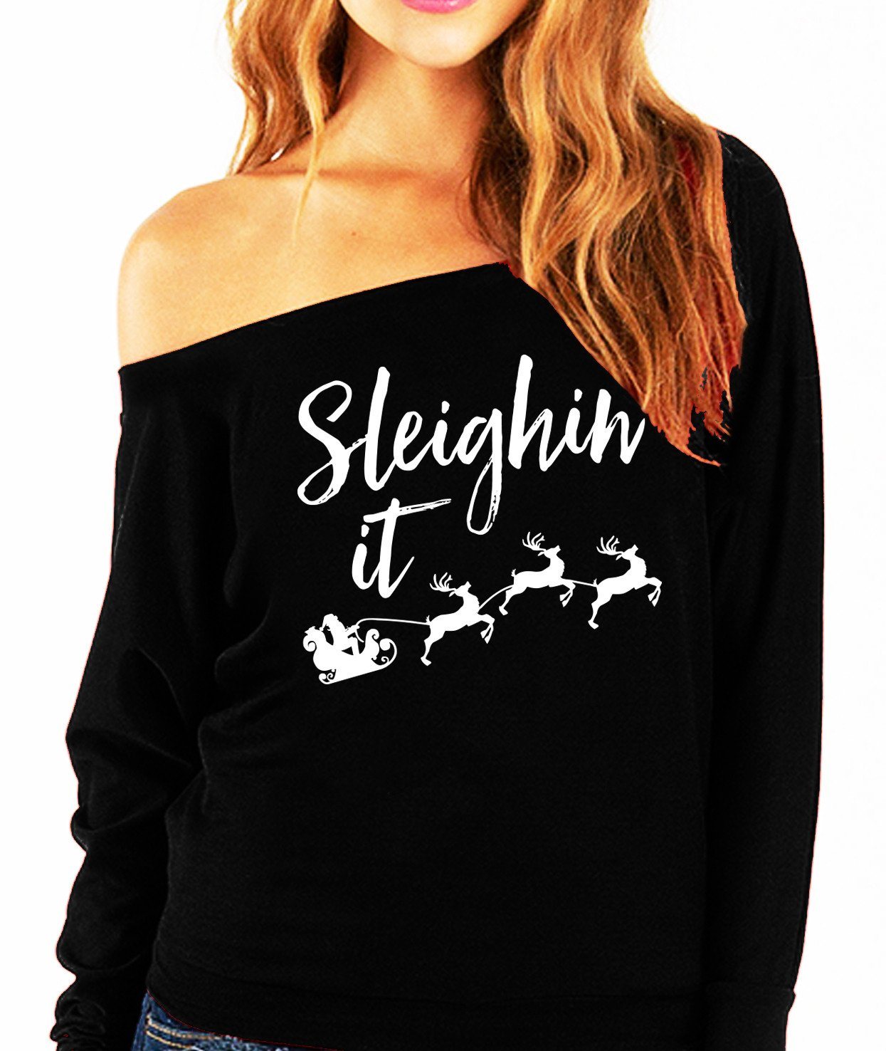 Sleighin' It Christmas Slouchy Sweatshirt - Pick