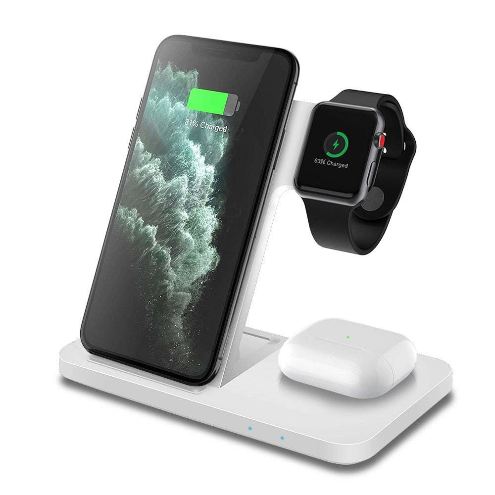 3 in 1 15W Qi Fast Wireless Charger Pad Dock Station For iPhone 14 13 12 11 Pro XS XR X 8 Apple Watch 8 7 SE 6 5 4 AirPods 3 Pro