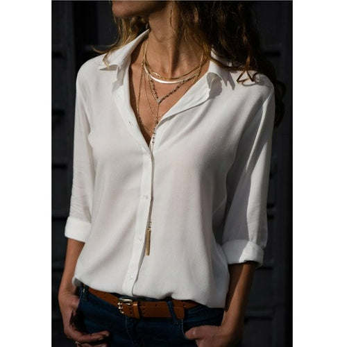 Spring Autumn Casual Blouse Long Sleeve Elegant Women Tops Single