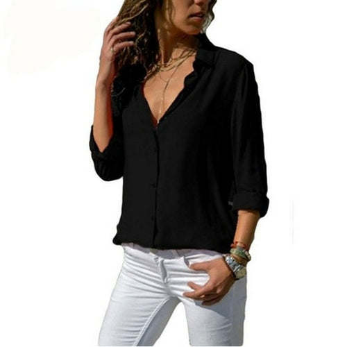 Spring Autumn Casual Blouse Long Sleeve Elegant Women Tops Single