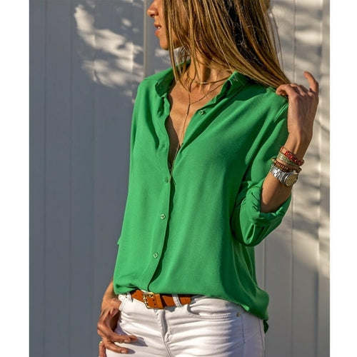 Spring Autumn Casual Blouse Long Sleeve Elegant Women Tops Single