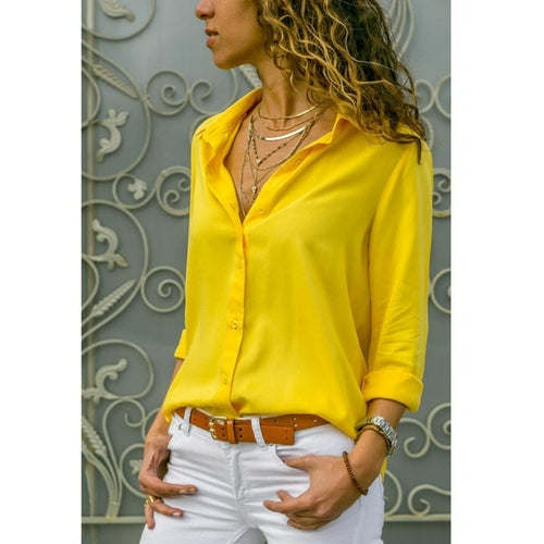 Spring Autumn Casual Blouse Long Sleeve Elegant Women Tops Single