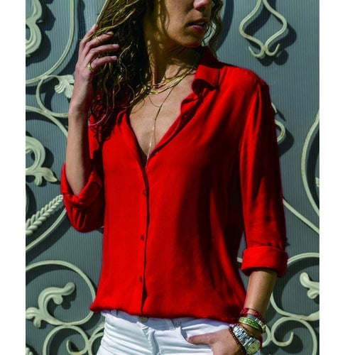 Spring Autumn Casual Blouse Long Sleeve Elegant Women Tops Single