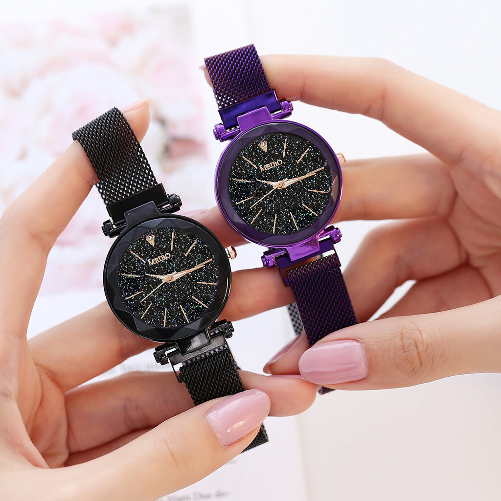 New Women Watches Mesh Magnet Starry Sky Watch Luxury Ladies Watch Quartz Wristwatches Relogio Feminino montre homme saati