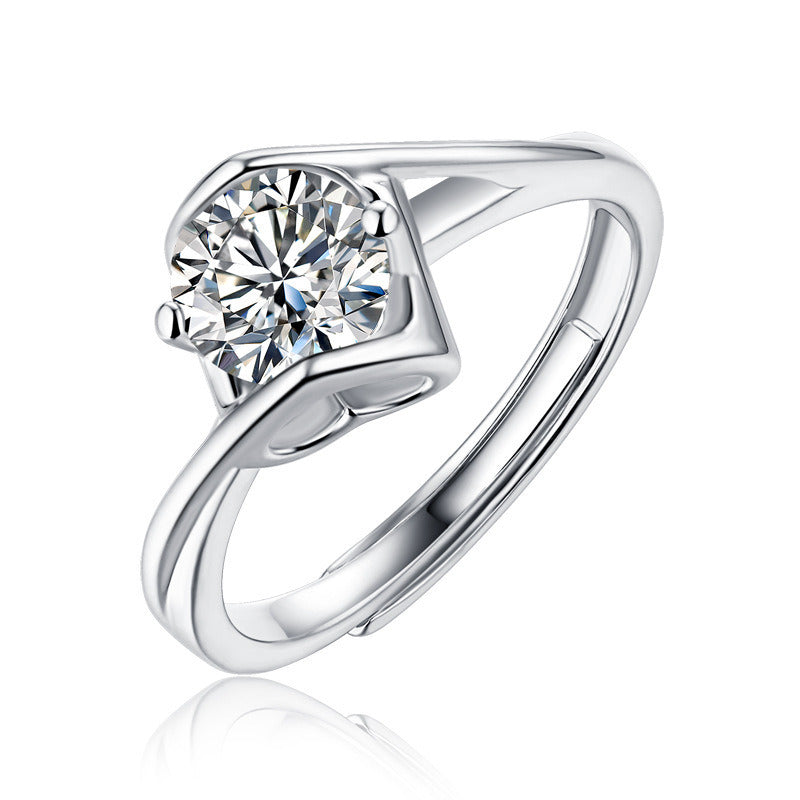 Moissanite Angel Kiss Ring S925 Silver ring for women adjustable