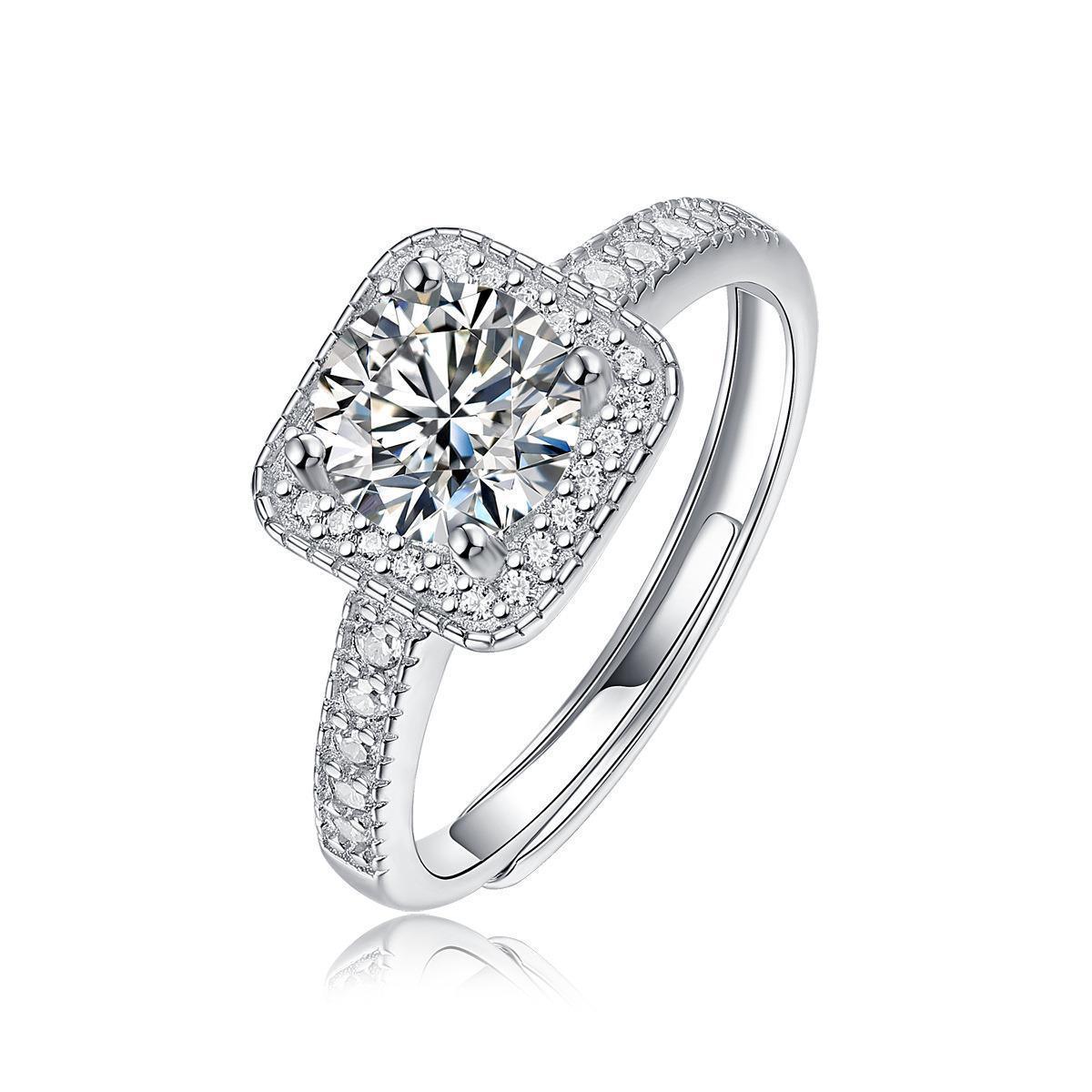 Moissanite Nine star Ring 925 silver ring adjustable