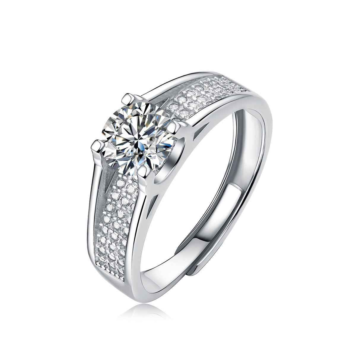 Moissanite Starmoon Ring 925 silver ring with adjustable ring for men and women