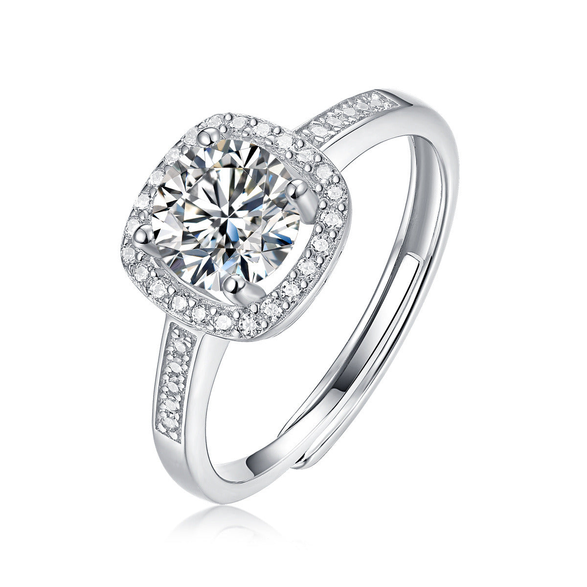 Moissanite ring with 925 silver ring ring adjustable