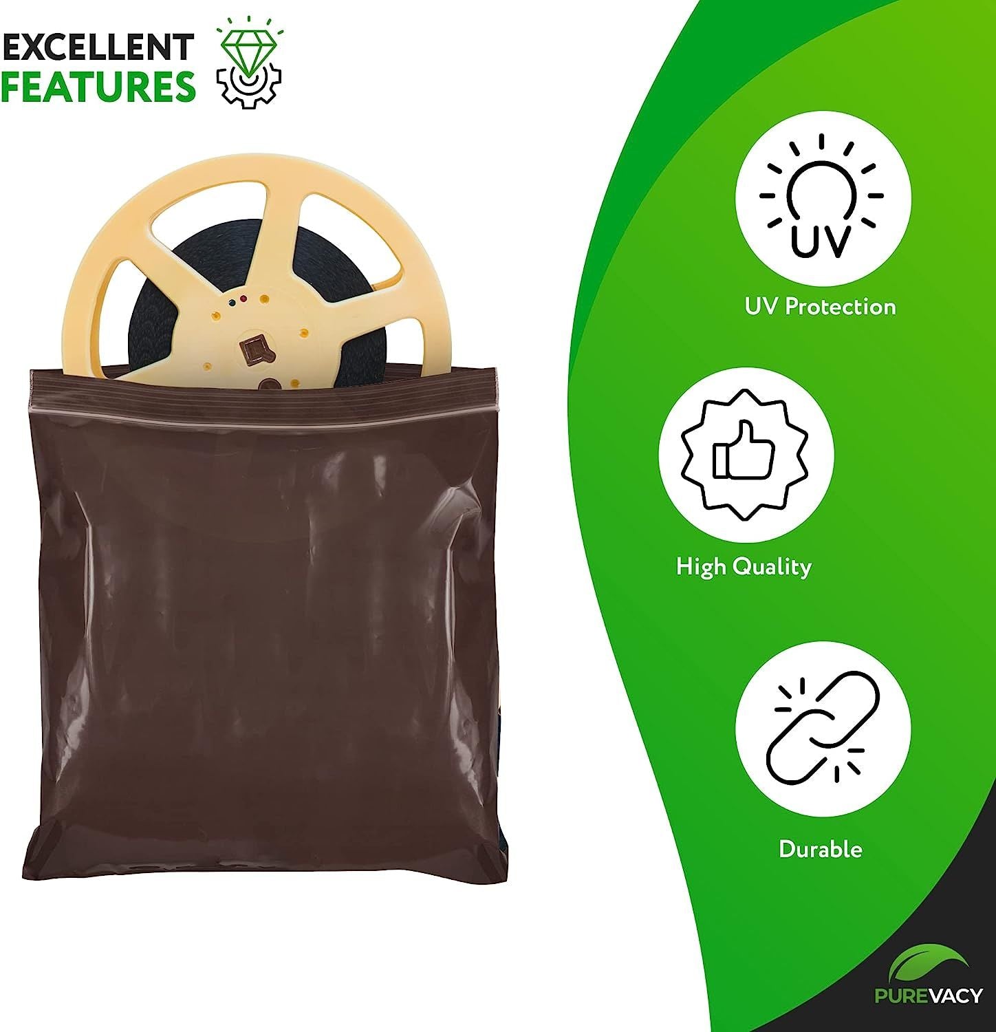 Amber Zip Bags 12 x 12, Brown Poly Zip Bags for Storage 100 Pack, Polyethylene Plastic Bags Resealable 3 Mil, Water-Resistant Poly Zipper Bags, Plasti