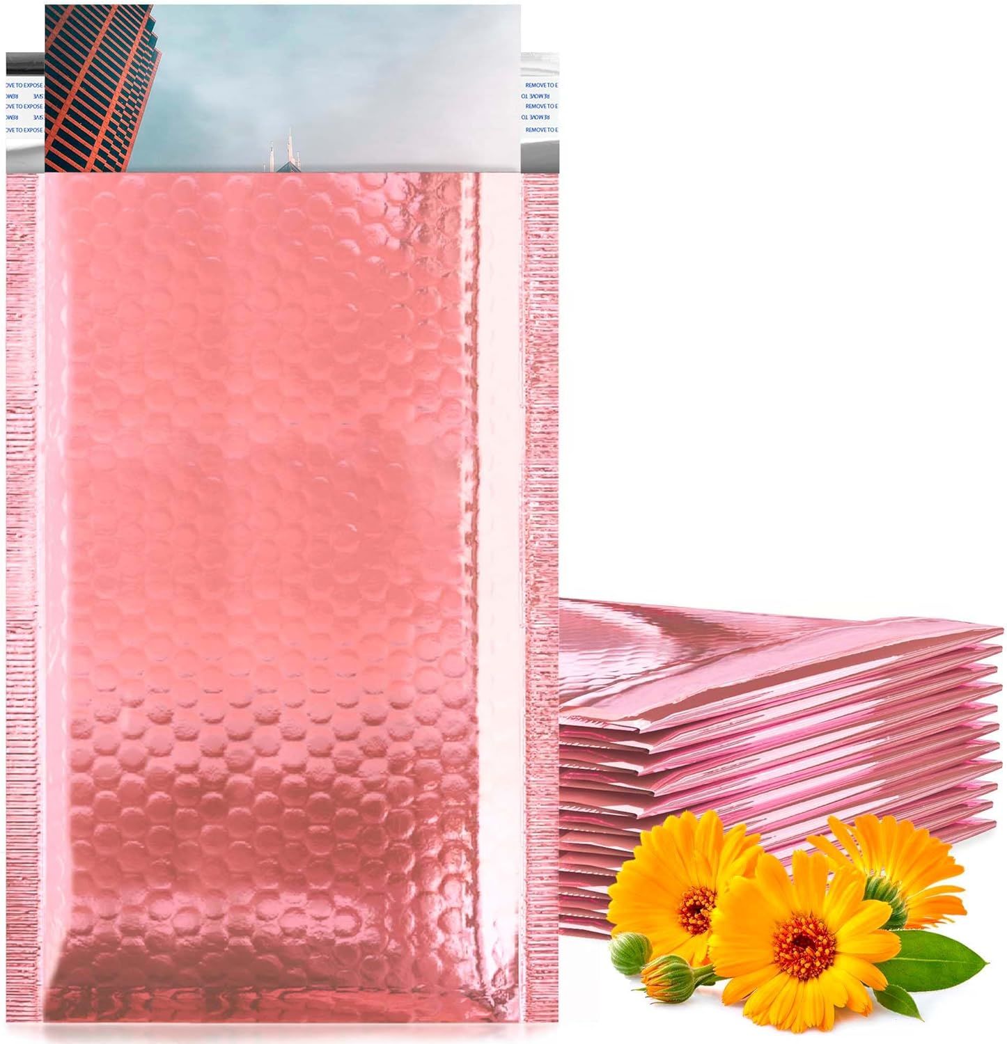 Rose Gold Bubble Mailers 5x9, Metallic Padded Envelopes Pack of 250 Cushioned Mailing Envelopes Padded, Self-Seal Bubble Envelopes, Cute Packaging for