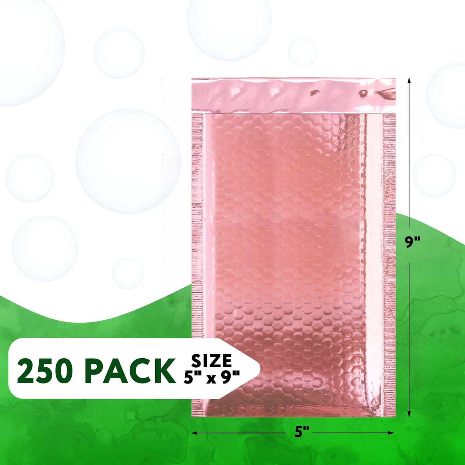 Rose Gold Bubble Mailers 5x9, Metallic Padded Envelopes Pack of 250 Cushioned Mailing Envelopes Padded, Self-Seal Bubble Envelopes, Cute Packaging for