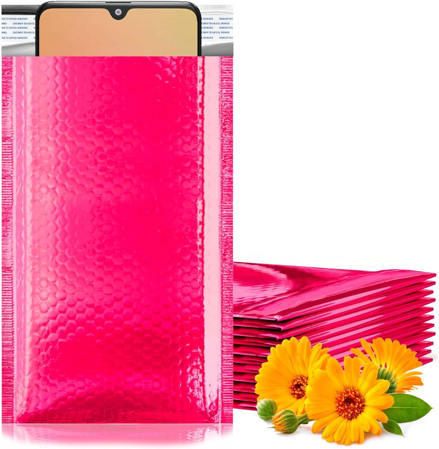 Pink Bubble Mailers 4x7, Metallic Padded Envelopes Pack of 600 Cushioned Mailing Envelopes Padded, Self-Seal Bubble Envelopes, Padded Shipping Envelop