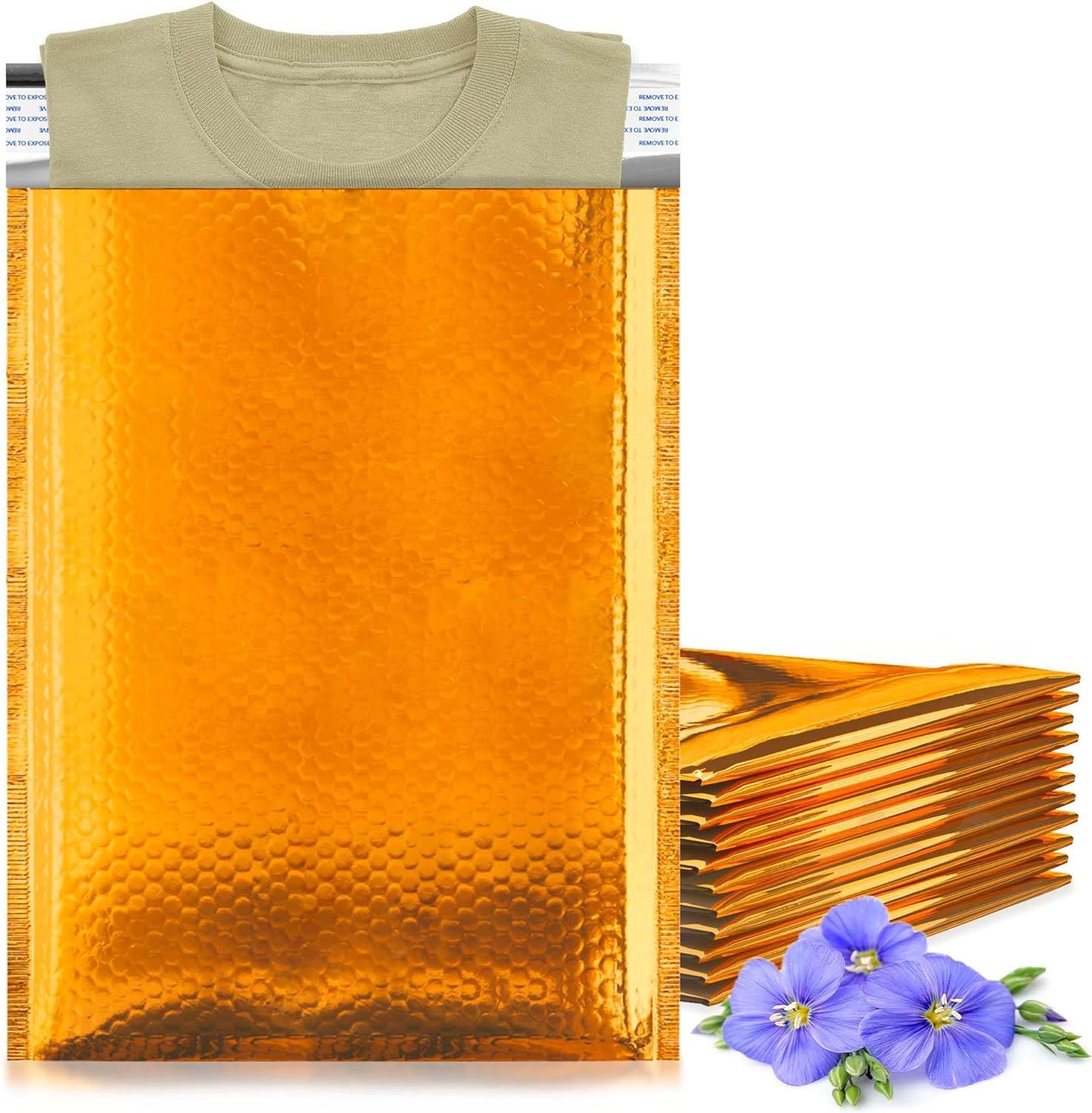 Gold Bubble Mailers 7.25x11, Metallic Padded Envelopes Pack of 300 Cushioned Mailing Envelopes Padded, Self-Seal Bubble Envelopes, Padded Shipping Env