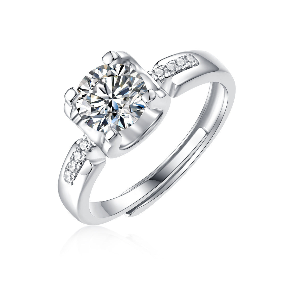 Moissanite Ring 925 silver ring  adjustable