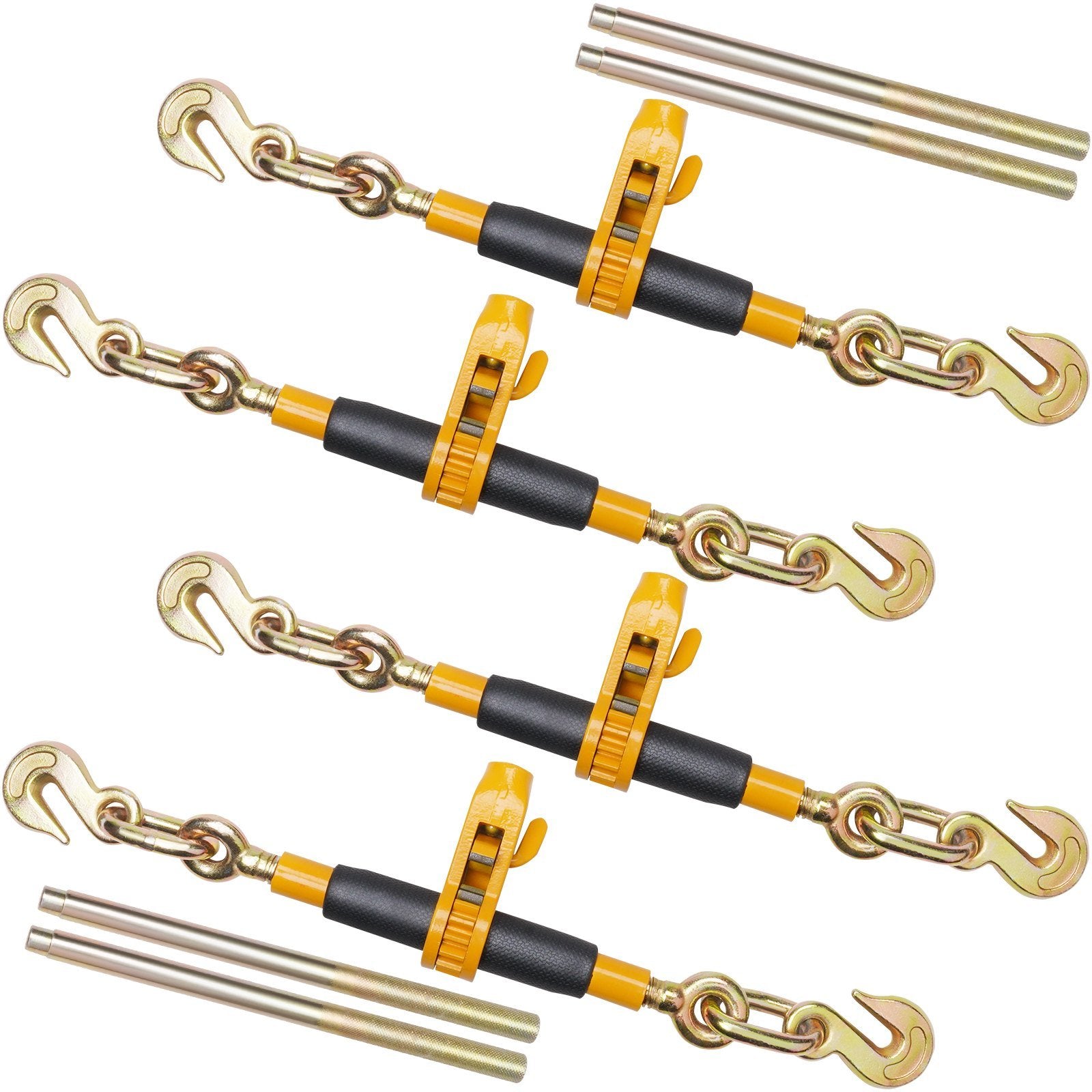 VEVOR Ratchet Chain Binder, 3/8"-1/2" Heavy Duty Load Binders, with G80 Hooks 12000 lbs Secure Load Limit, Labor-saving Anti-skid Handle, Tie Down Hau
