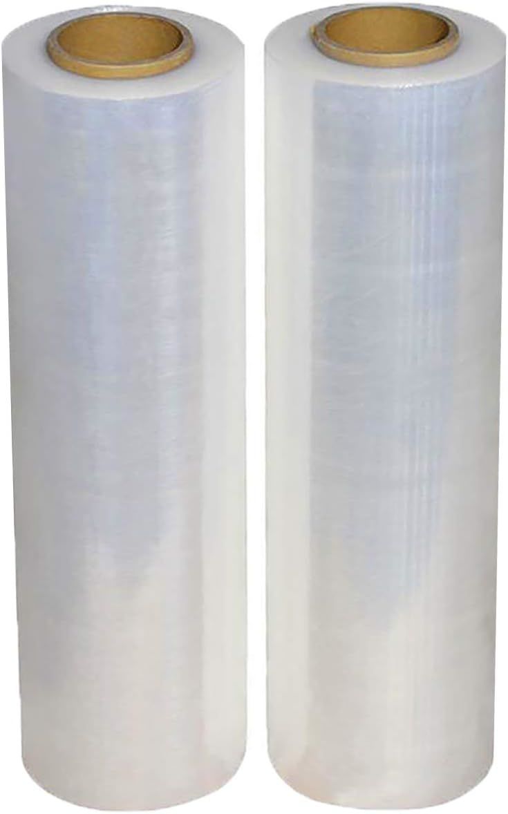 12 Rolls of Cast Stretch Film 18 inches x 1500 Feet Hand Stretch Film 80 Gauge Thick (20 Micron). Clear Manual Pallet wrap. Premium Quality Hand Films