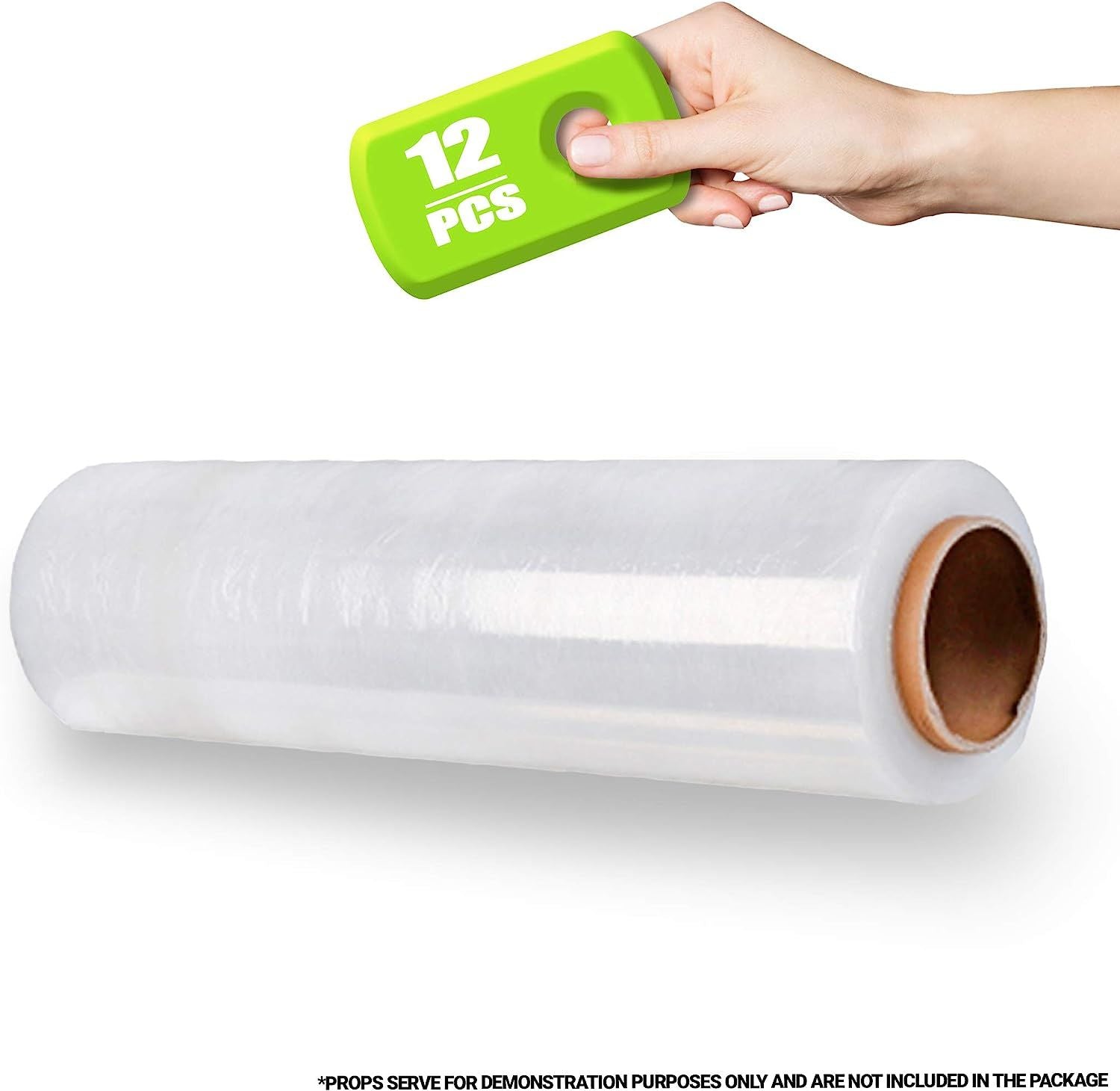 12 Rolls of Cast Stretch Film 18 inches x 1500 Feet Hand Stretch Film 80 Gauge Thick (20 Micron). Clear Manual Pallet wrap. Premium Quality Hand Films
