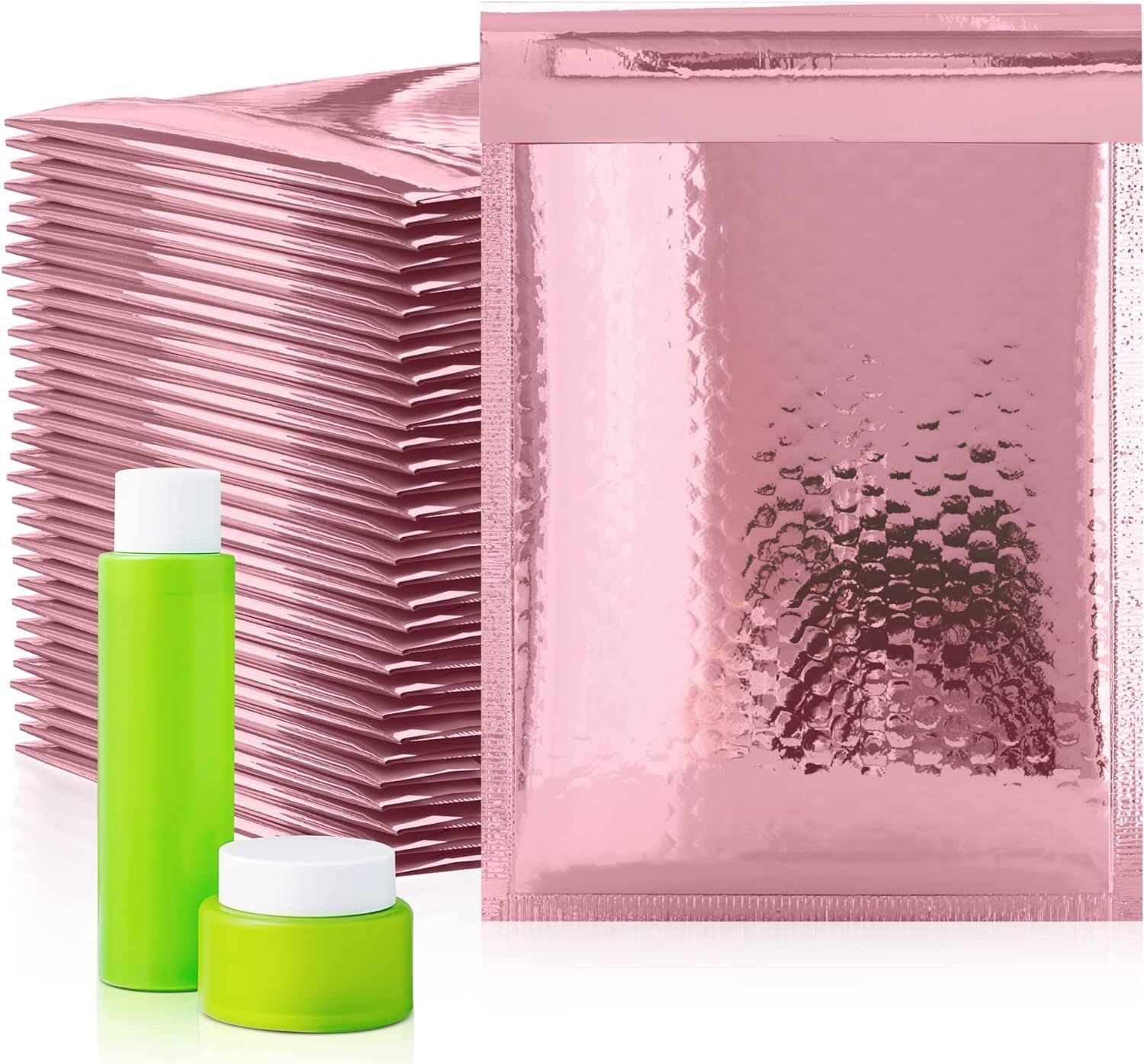 Rose Gold Metallic Bubble Mailers 8.5 x 11 inch. 10 Pack Glossy Bubble Mailers Metallic. Waterproof Self Adhesive Metallic Bubble Envelope. Lightweigh