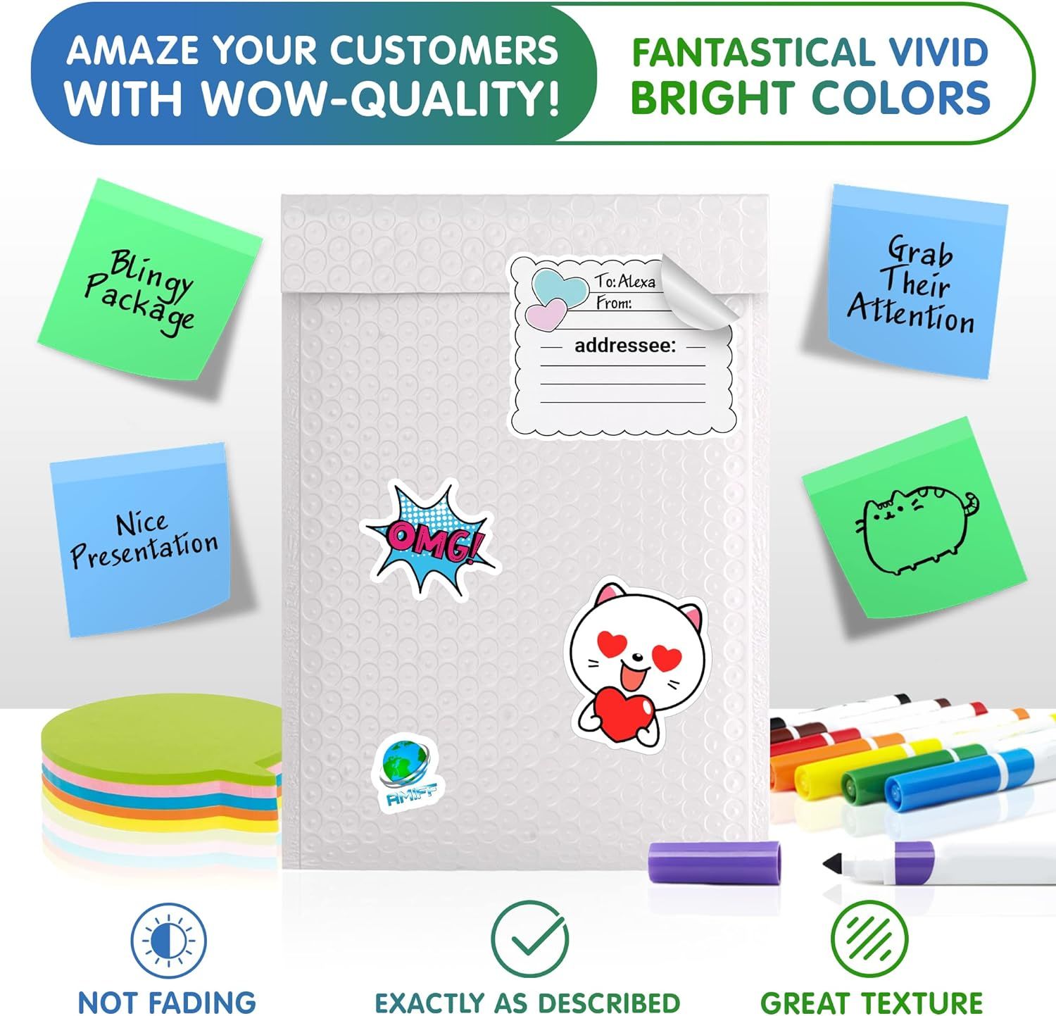 Poly Bubble Mailers 4 x 7, White Bubble Poly Mailers 50 Pack, Waterproof Padded Shipping Bags, Lightweight Padded Shipping Envelopes for Packaging, Cu