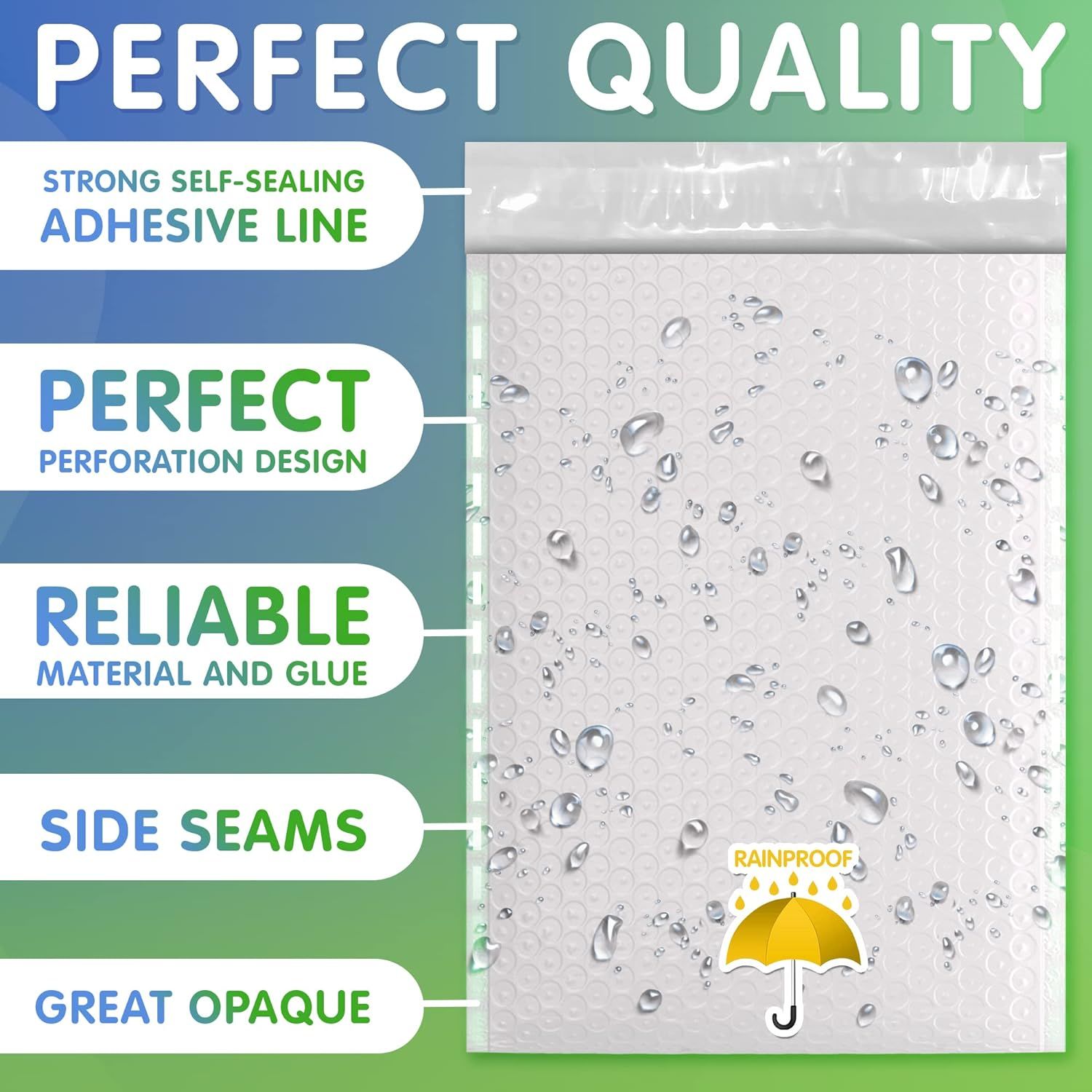 Poly Bubble Mailers 4 x 7, White Bubble Poly Mailers 50 Pack, Waterproof Padded Shipping Bags, Lightweight Padded Shipping Envelopes for Packaging, Cu