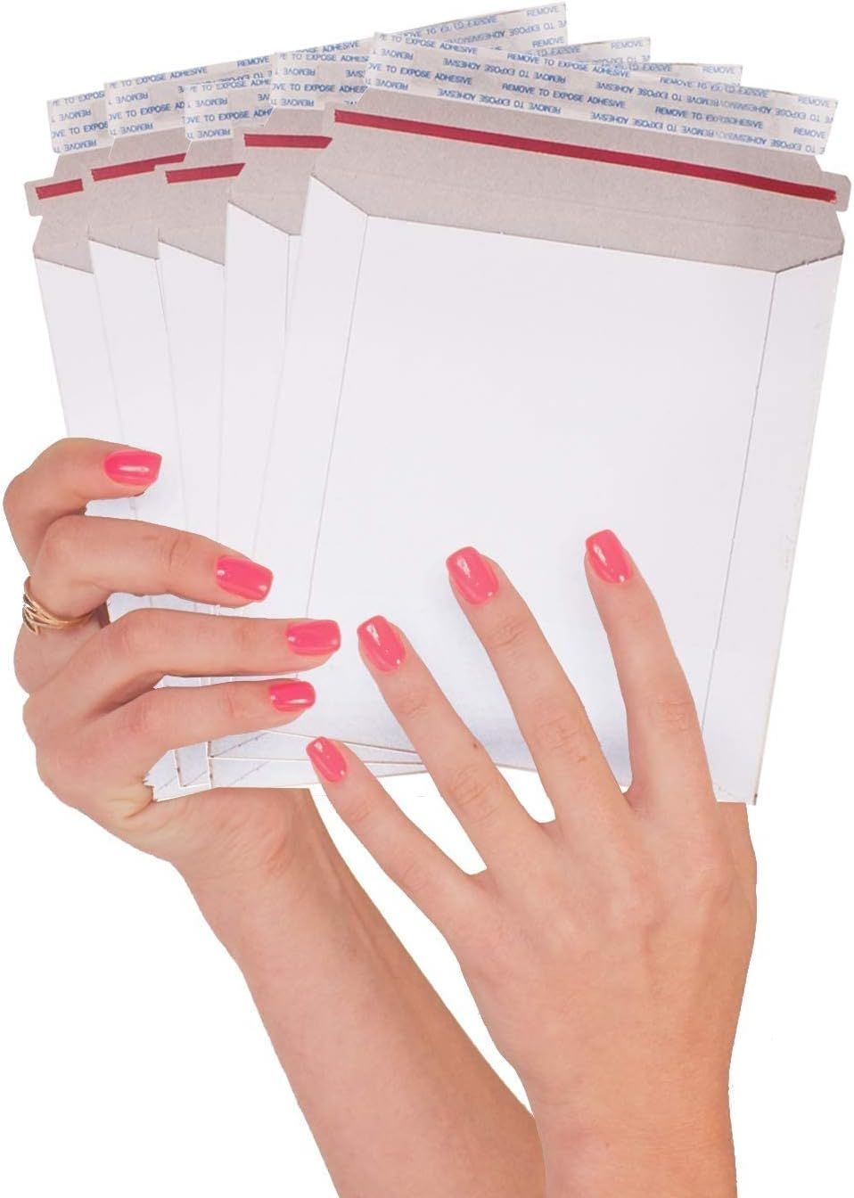 Rigid Mailers 6 x 6 Inch. Pack of 25 White Cardboard Envelopes with Sturdy Glue, Tear-Off Strip. Recyclable Rigid Cardboard Mailers. 550 GSM Stay Flat