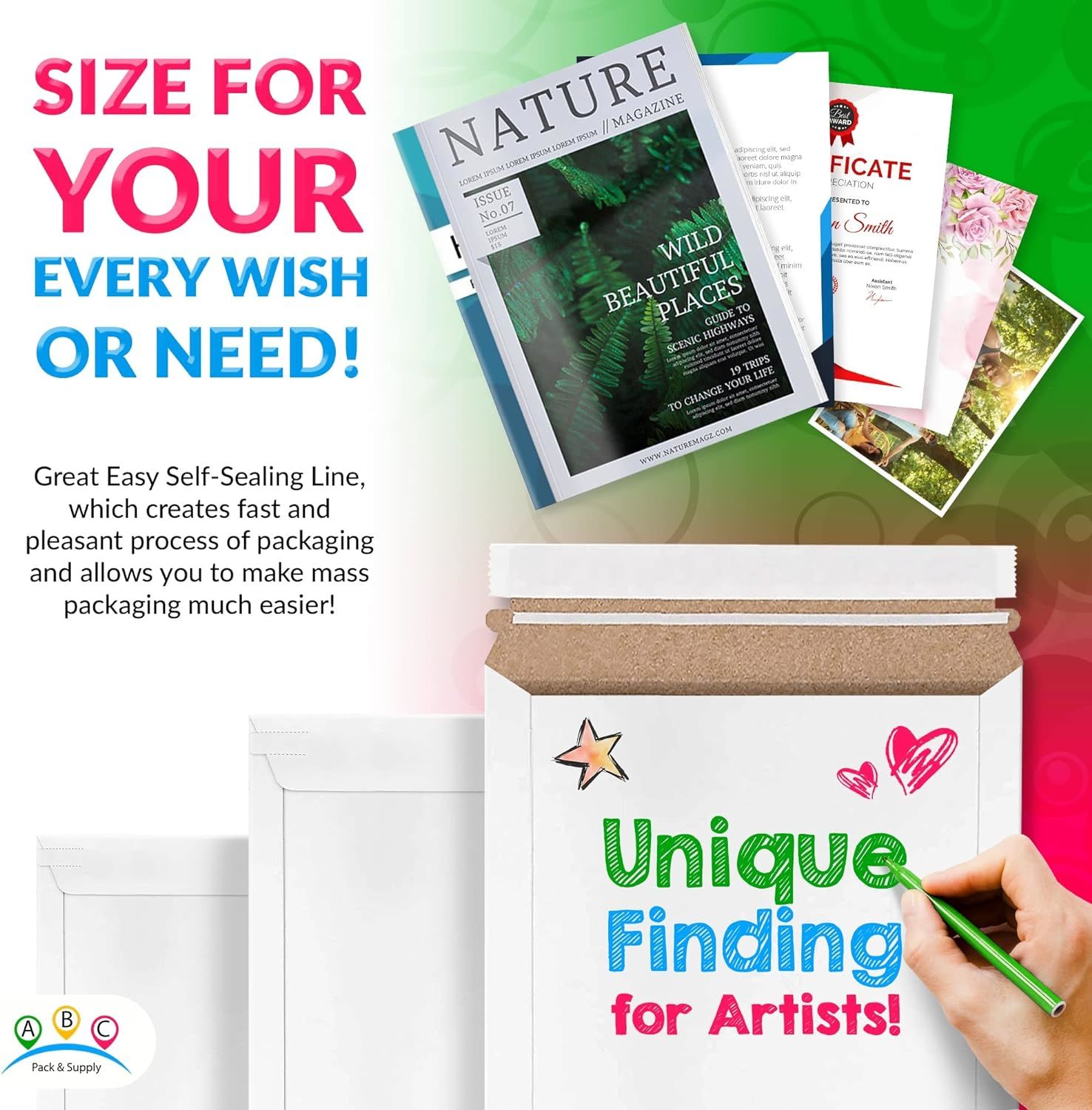 Rigid Mailers 6 x 6 Inch. Pack of 25 White Cardboard Envelopes with Sturdy Glue, Tear-Off Strip. Recyclable Rigid Cardboard Mailers. 550 GSM Stay Flat