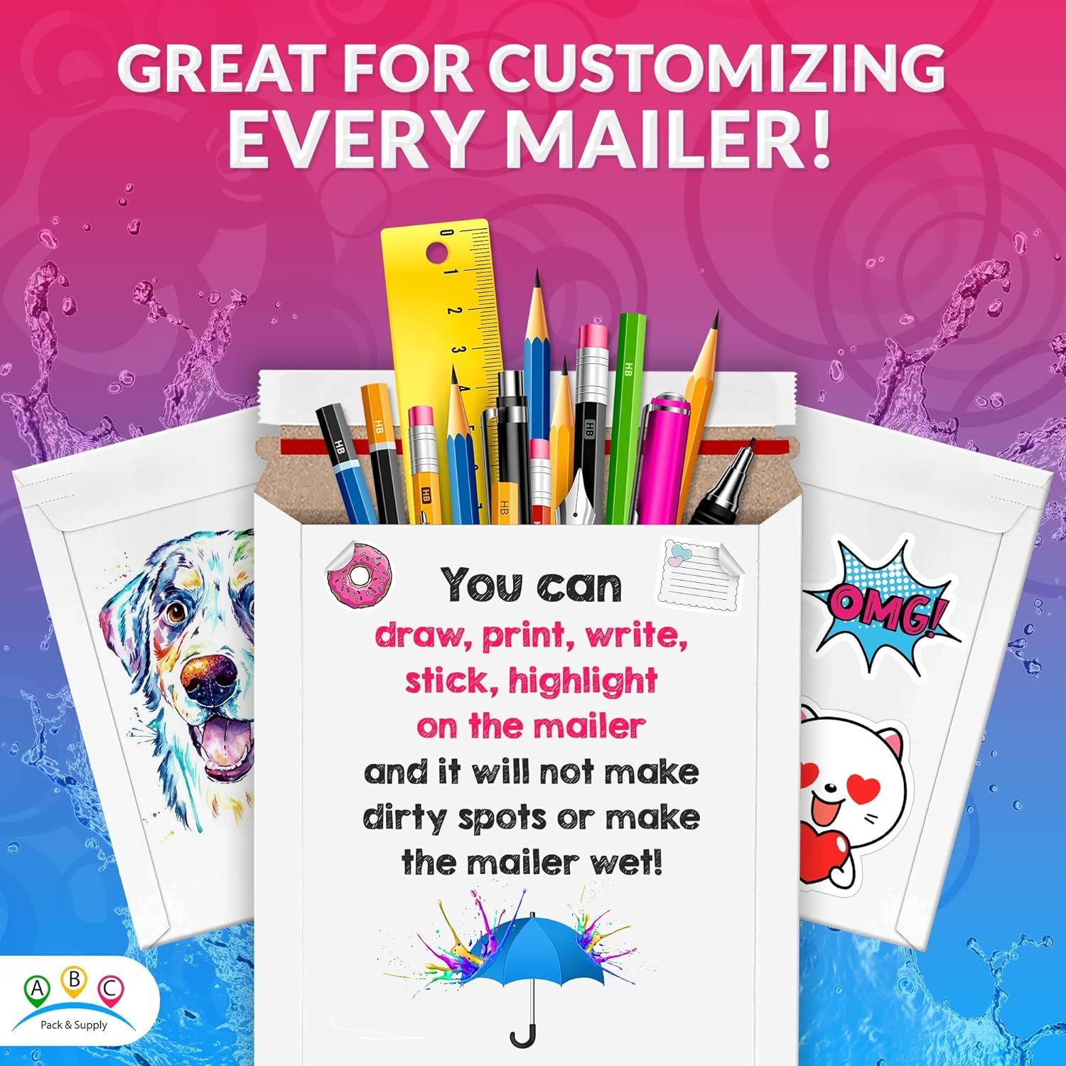 Rigid Mailers 6 x 6 Inch. Pack of 25 White Cardboard Envelopes with Sturdy Glue, Tear-Off Strip. Recyclable Rigid Cardboard Mailers. 550 GSM Stay Flat