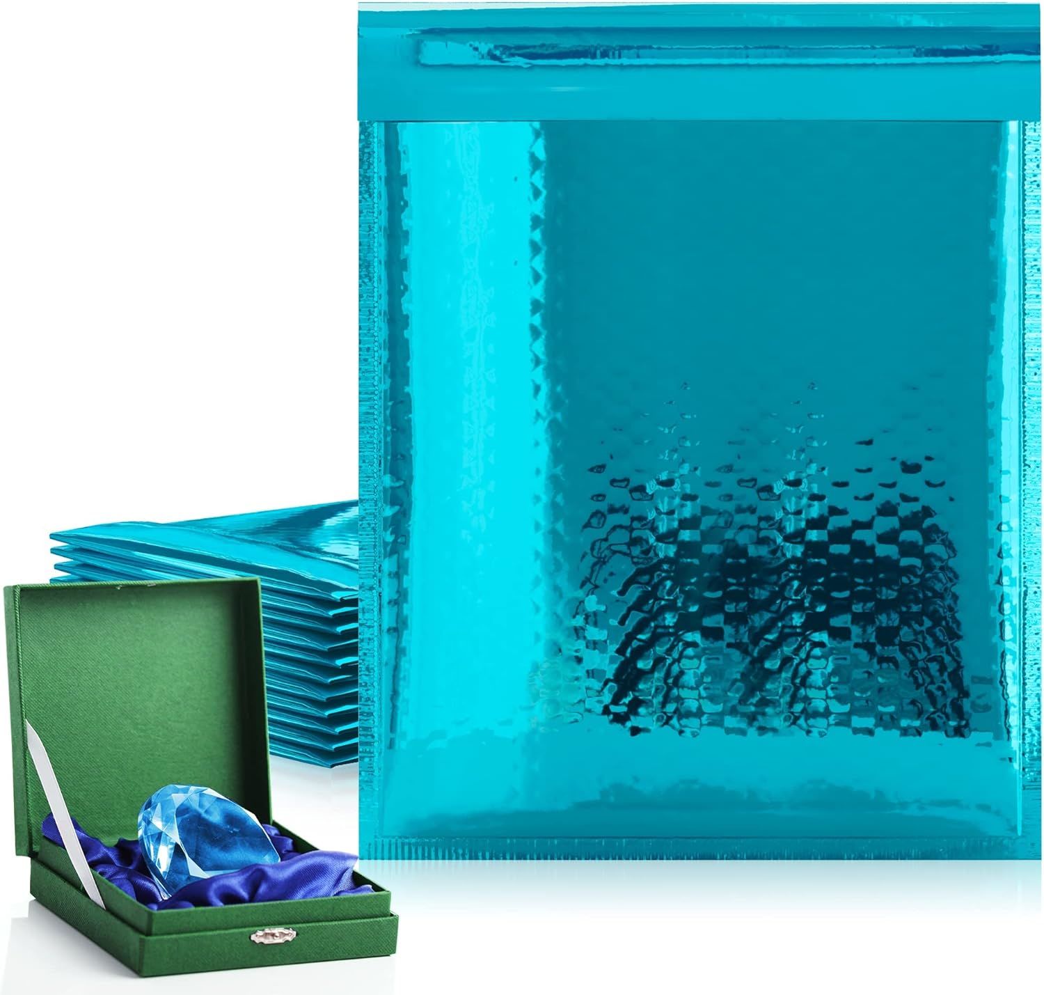 Teal Metallic Bubble Mailers 6.5 x 9 Inch. 25 Pack Metallic Bubble Mailers. Self-Adhesive Metallic Mailers. Stylish Metallic Bubble Envelope. Opaque M