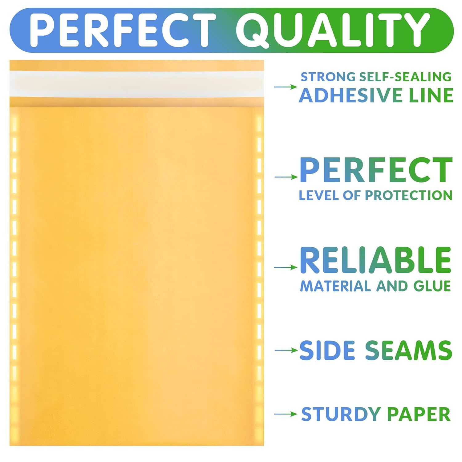 Kraft Bubble Mailer 4 x 7 Inch, Pack of 50 Yellow Kraft Bubble Mailers with Sturdy Adhesive, Waterproof Padded Mailing Envelopes, Laconic Padded Envel