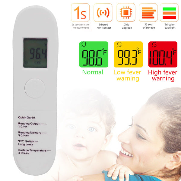 No-Touch Forehead Thermometer LCD Digital Infrared Thermometer for Adults/Kids