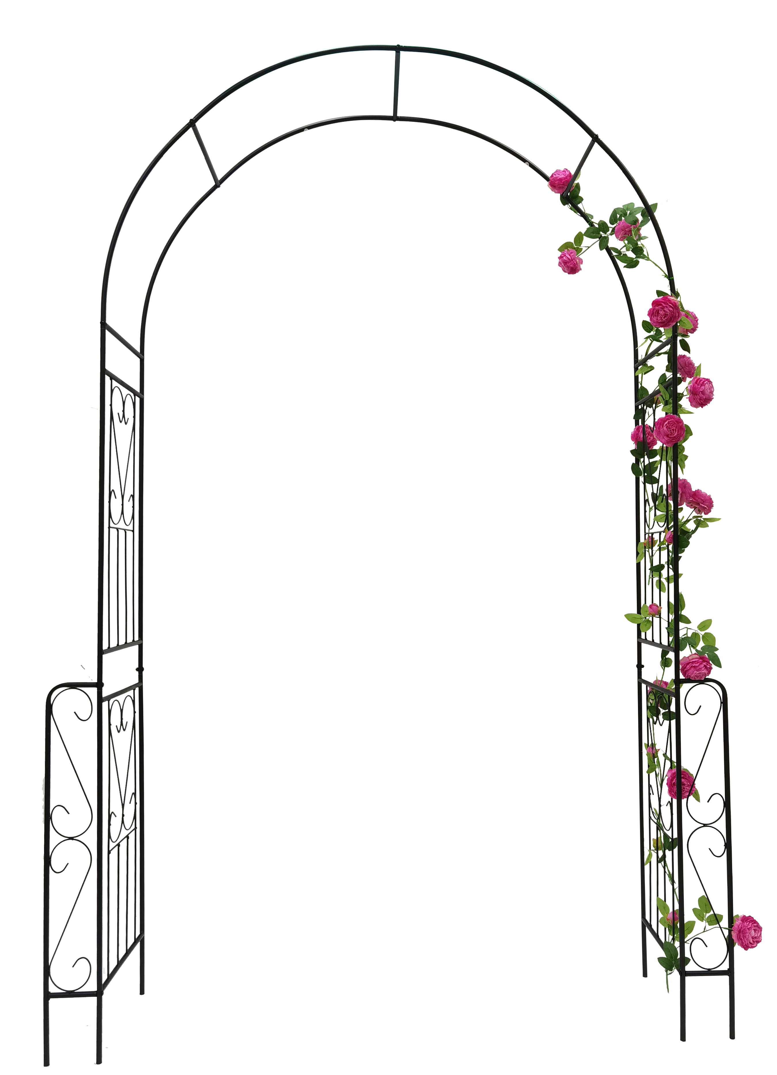 Metal Garden Arch W55'' x H94.5'' Garden Arbor Trellis Climbing Plants Support Rose Arch Outdoor Arch Black