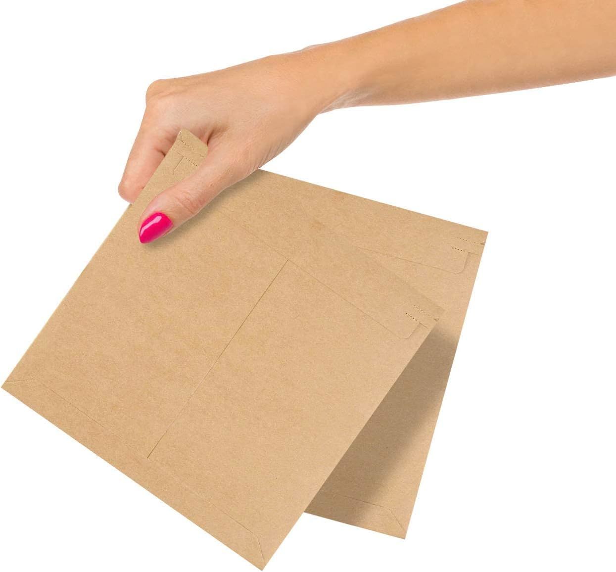 Rigid Mailers 6 x 6 Inch. Pack of 200 Brown Cardboard Envelopes with Sturdy Glue, Tear-Off Strip. Recyclable Rigid Cardboard Mailers. 550 GSM Stay Fla