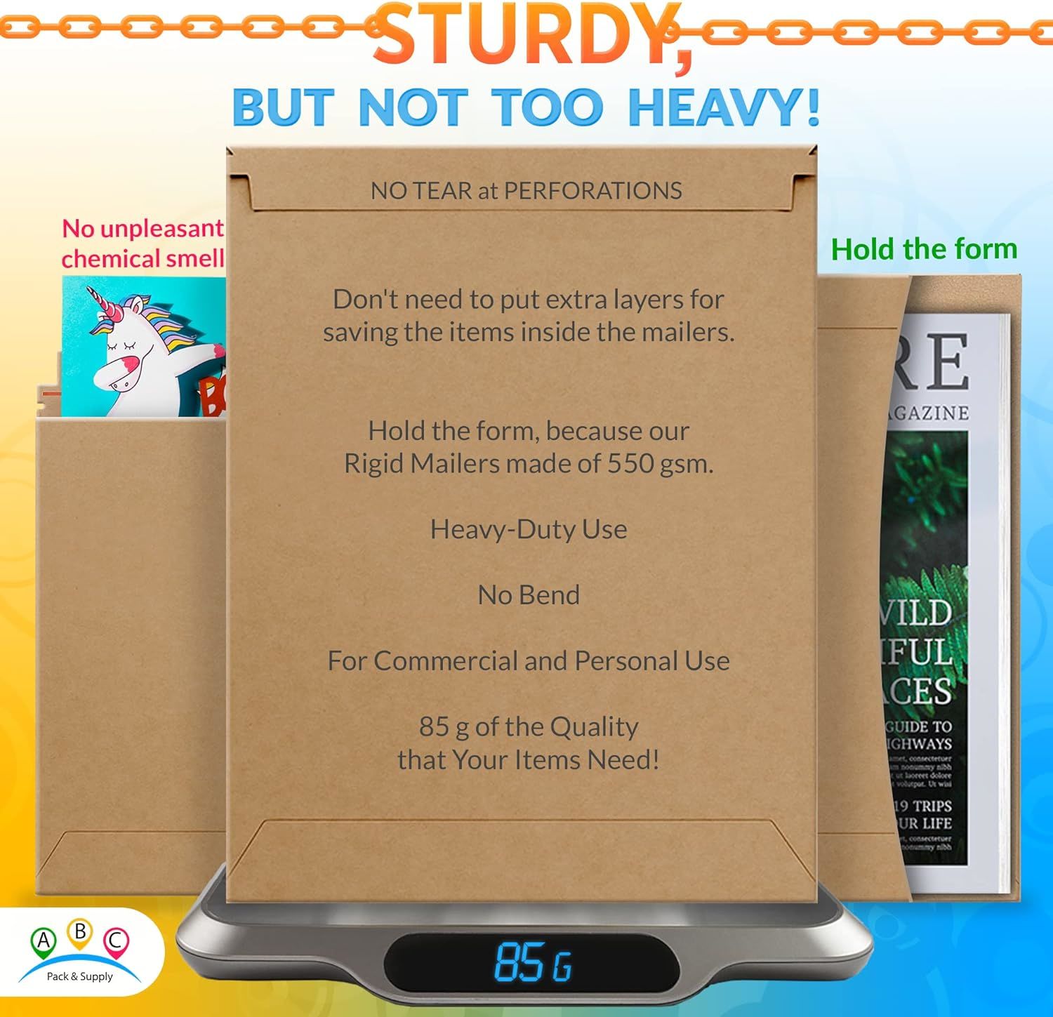 Rigid Mailers 6 x 6 Inch. Pack of 200 Brown Cardboard Envelopes with Sturdy Glue, Tear-Off Strip. Recyclable Rigid Cardboard Mailers. 550 GSM Stay Fla
