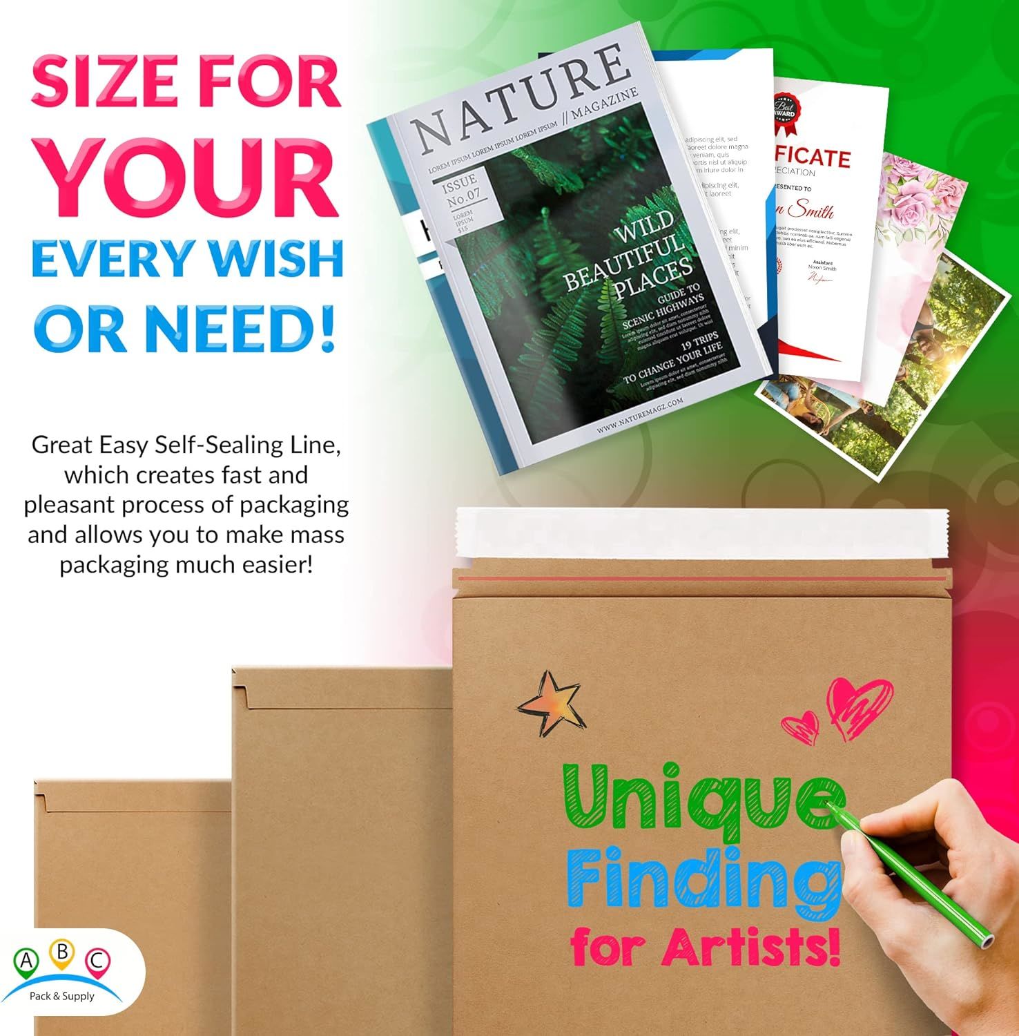 Rigid Mailers 6 x 6 Inch. Pack of 200 Brown Cardboard Envelopes with Sturdy Glue, Tear-Off Strip. Recyclable Rigid Cardboard Mailers. 550 GSM Stay Fla