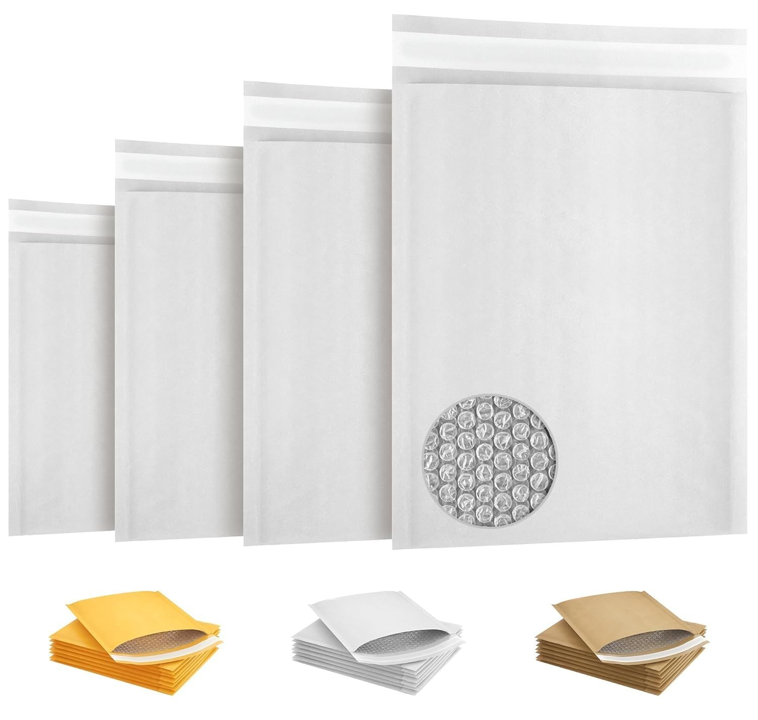 Kraft Bubble Mailer 8.5 x 11 Inch, Pack of 25 White Kraft Bubble Mailers with Sturdy Adhesive, Waterproof Padded Mailing Envelopes, Laconic Padded Env