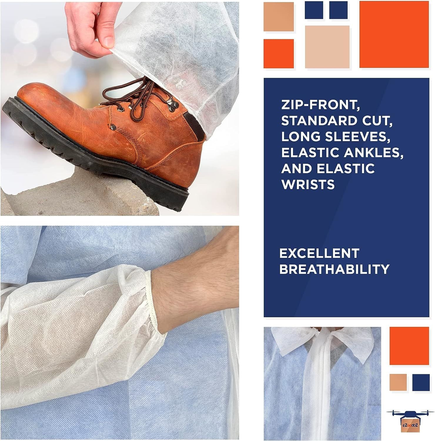 White Hazmat Suits Disposable Small, Polypropylene Disposable Coveralls for Men/Women 5 Pack, Breathable Unisex Disposable Paint Suits 30 GSM with Fro