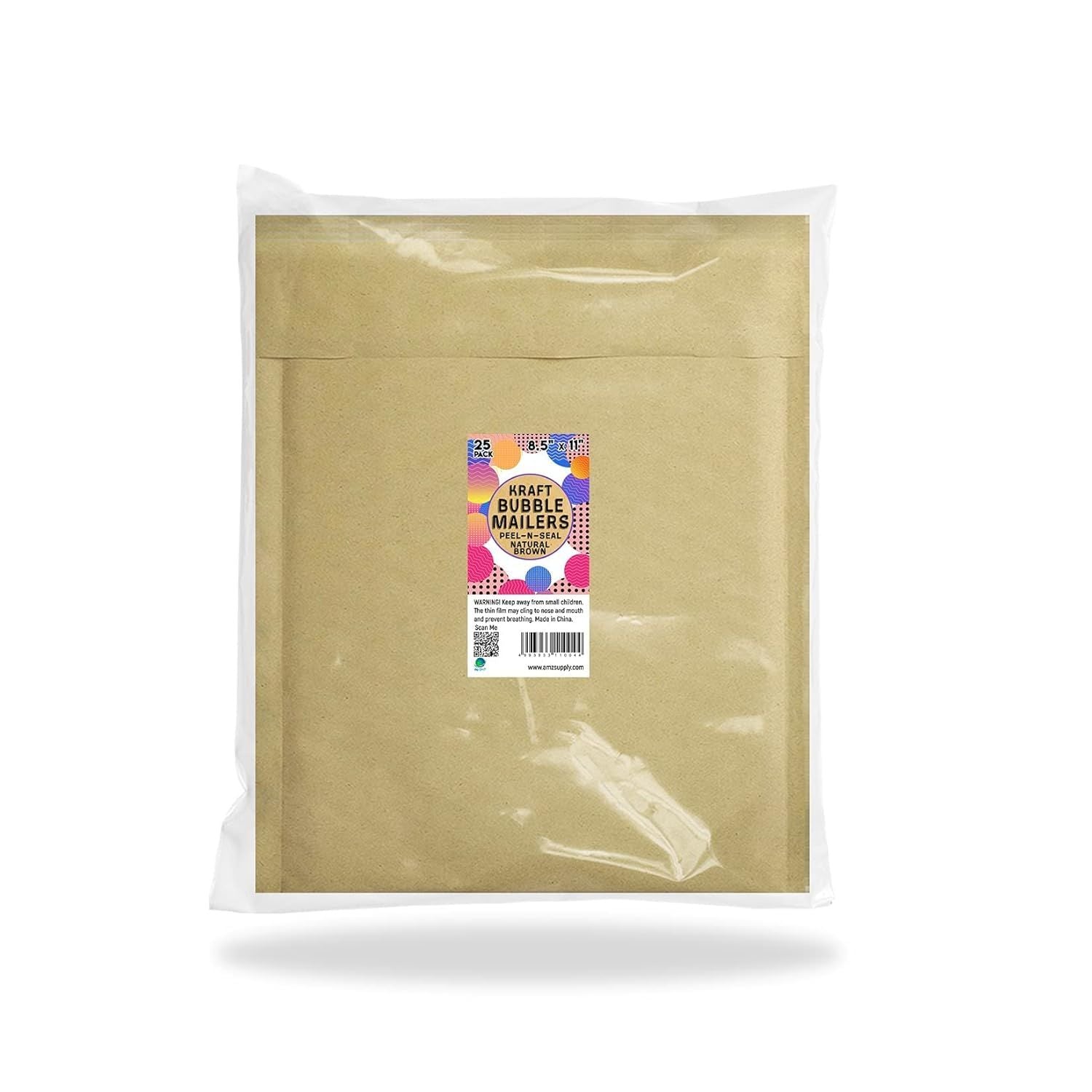 Kraft Bubble Mailer 8.5 x 11 Inch, Pack of 25 Brown Kraft Bubble Mailers with Sturdy Adhesive, Waterproof Padded Mailing Envelopes, Laconic Padded Env