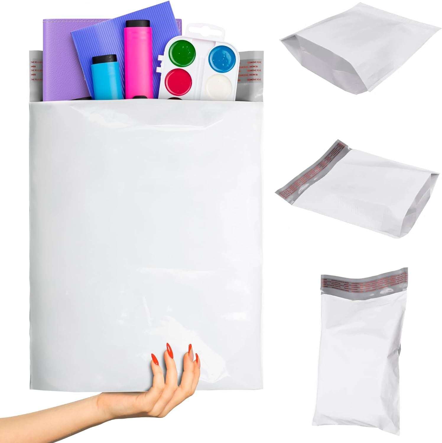 Gusseted Poly Mailers 11 x 13 x 4 Inch, White Poly Shipping Bags 50 Pack, 2.5 Mil Plastic Mailers for Clothing, Polyethylene Clothing Mailers, Waterpr