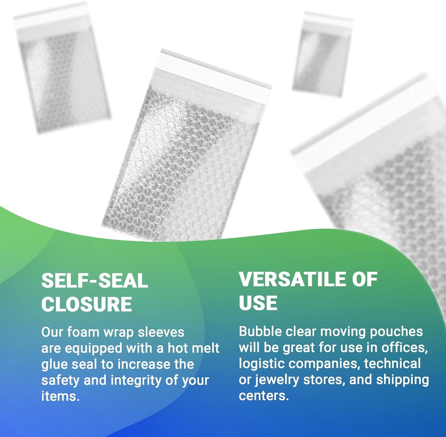 Bubble Out Bags 8 x 17.5 Inch, Pack of 25 Clear Cushioned Pouches, Bubble Pouch Bags Self-Sealing, Bubble Pouches for Shipping, Packing, Storing and M