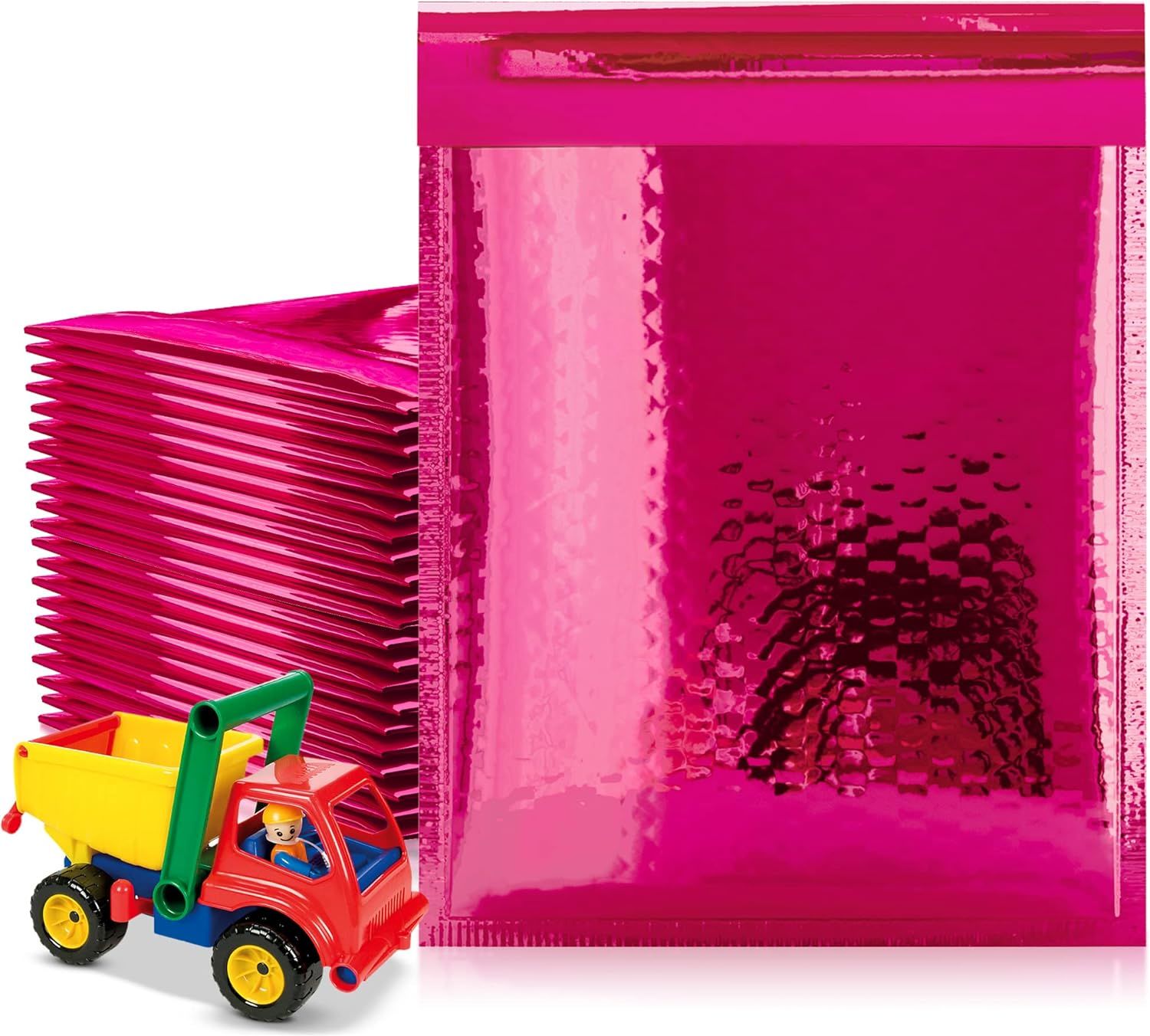 Hot Pink Metallic Bubble Mailers 8.5 x 11 inch. 25 Pack Glossy Bubble Mailers Metallic. Waterproof Self Adhesive Metallic Bubble Envelope. Lightweight