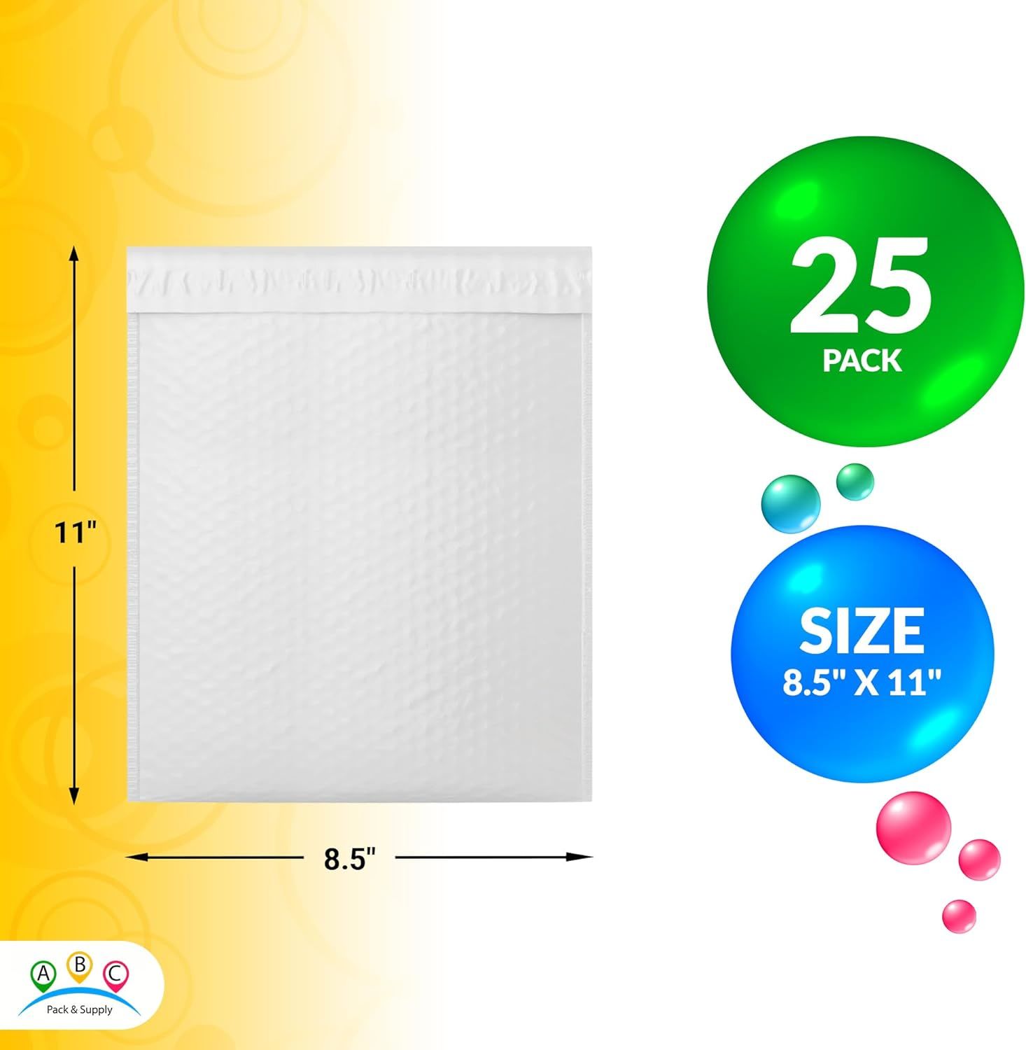 Poly Bubble Mailer 6.5" x 9", Pack of 25 White Padded Envelopes, Waterproof Bubble Mailers Padded, Tear-Proof Padded Mailing Envelopes, Cushioning Pad