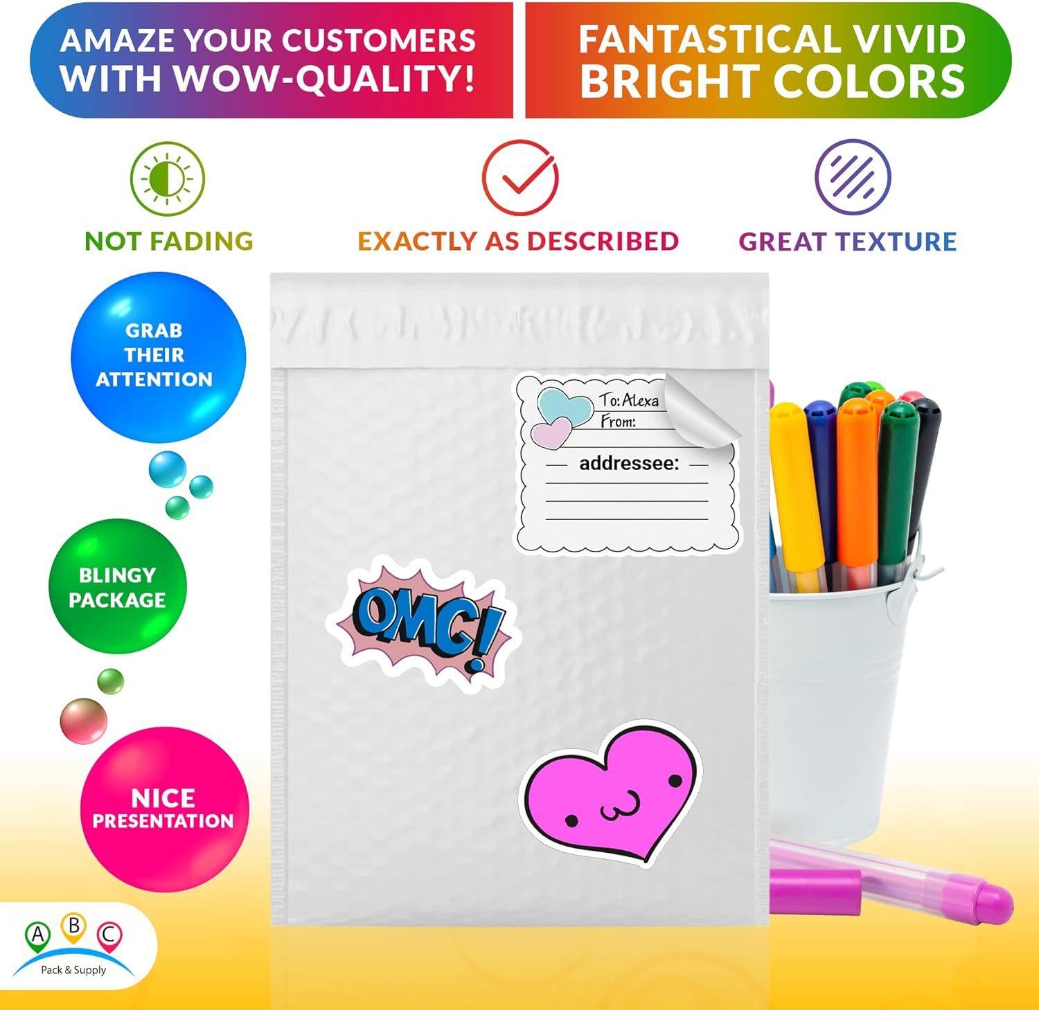 Poly Bubble Mailer 6.5" x 9", Pack of 25 White Padded Envelopes, Waterproof Bubble Mailers Padded, Tear-Proof Padded Mailing Envelopes, Cushioning Pad